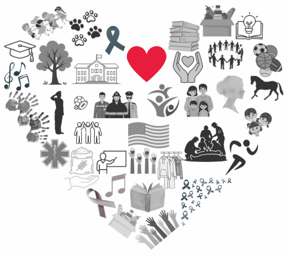 heart with images of who we support